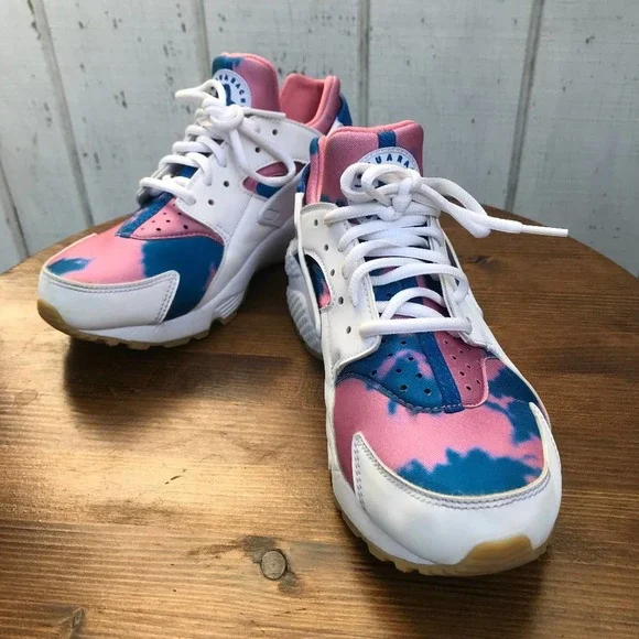 Nike Air Huarache Pink & Blue Tie-Dye Sneaker, 6.5 - Picture 2 of 8